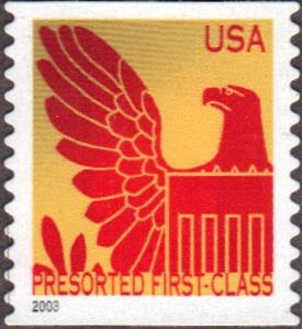 US Used 25 cent Scott# 3793 Colored Eagle on Gold Backgrd VF