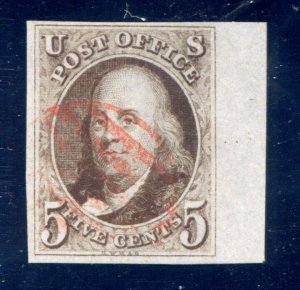 US SCOTT #1 USED-XF W/ PF CERT BEAUTIFUL RIGHT SHEET MARGIN (5/31/24 GP)