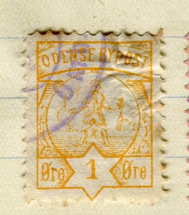 NORWAY; ODENSE 1870s-80s classic Local Post issue fine used value