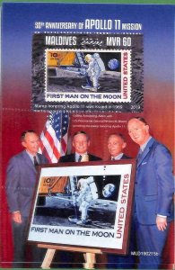 A2167 - MALDIVES - ERROR: MISPERF Souvenir sheet -2019 Space, Apollo 11, Collins