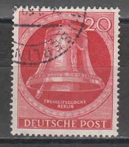 WEST BERLIN 1951 BELL TO LEFT 20PF USED