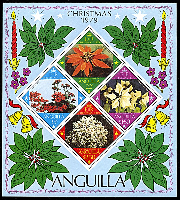 Anguilla 370a, MNH, Christmas 1979 souvenir sheet, Flowers
