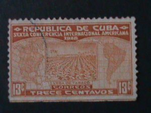 ​CUBA-1928-SC#289 TOBACO PLANTATION-USED-VERY FINE-96-YEARS OLD STAMP