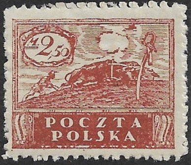 POLAND 1919-20 2.50m PLOWING FIELD Peace Pictorial Sc 107 MH