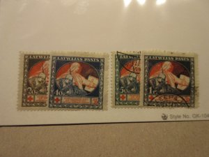 LATVIA Scott B1, B2 MINT HINGED and B3, B4 USED Cat $4.20