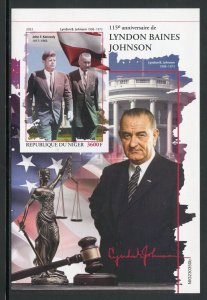 NIGER 2023 115th ANNIVERSARY OF LYNDON BAINES JOHNSONWITH JFK  IMPF S/S MINT NH