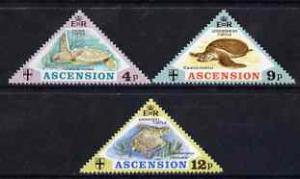 Ascension 1973 Turtles triangular perf set of 3 unmounted...