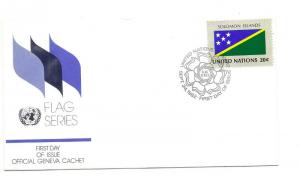 United Nations #381 Flag Series 1982 Solomon Islands Official Geneva Cachet FDC