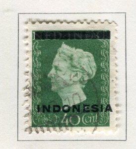 INDONESIA; 1948 early Wilhelmina Optd. issue fine used 40c. value