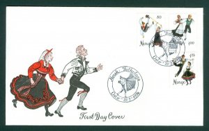 Norway. 1976 FDC. Cachet. Folk Dance . Sc# 670-671-672.