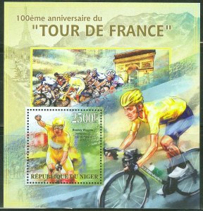 NIGER 2013 100TH ANNIVERSARY OF THE TOUR DE FRANCE CYCLING RACE SOUVENIR S/SHEET