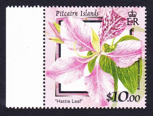 Pitcairn Flowers $10 1v with left side margin SG#575 SC#523