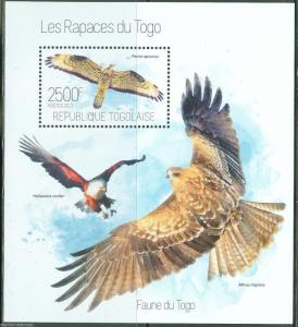 TOGO 2013 FAUNA OF TOGO BIRDS OF PREY RAPTORS  SOUVENIR SHEET  MINT NH