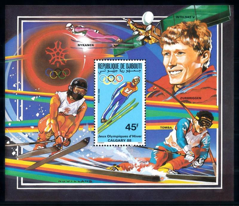 [92357] Djibouti 1988 Olympic Games Calgary Ski Jumping Skiing Sheet MNH