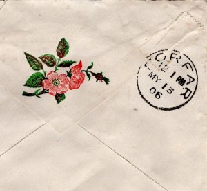 RHODESIA BSACo Decorated Flap ROSES Cover Gwelo 1906 FLOWERS {Cameron}MA1257