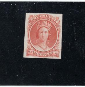 NOVA SCOTIA # 12P 10cts QUEEN VICTORIA / IMPERF / VERMILION  EST CAT VALUE $60