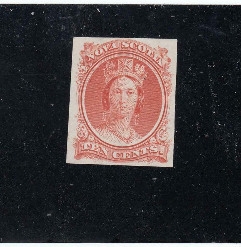 NOVA SCOTIA # 12P 10cts QUEEN VICTORIA / IMPERF / VERMILION  EST CAT VALUE $60