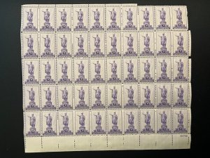 SCOTT # 799 3 CENT HAWAII MINT SHEET NH, two stamp separation, missing selvage