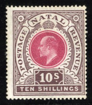 Natal #95 Cat$130, 1902 10sh brown and deep rose, hinged