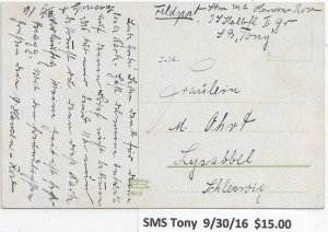 WW1: German Marine Schiffspost: SMS Tony 9/30/1916 (M6483)