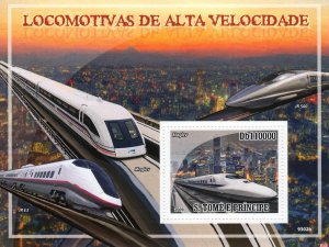 Sao Tome and Principe 2009 SPEED TRAINS MAGLEV Souvenir Sheet (1) MNH