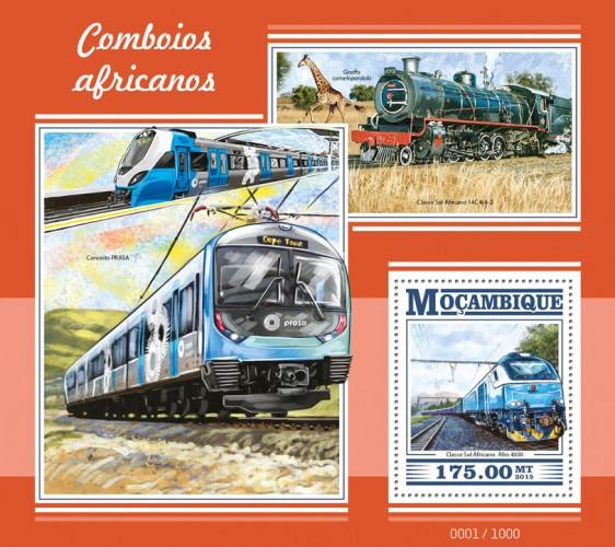 MOZAMBIQUE 2015 SHEET AFRICAN TRAINS LOCOMOTIVES