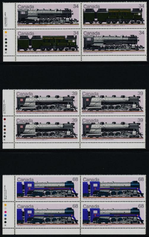 Canada 1119a, 20-1 BL Plate Blocks MNH Trains