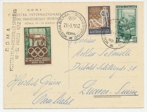 Card / Postmark Italy 1952 Stamp Exhibition - Olympic Games