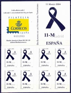 Spain 2004 Memory victims of terrorism Madrid March 11 8 stamps in booklet MNH