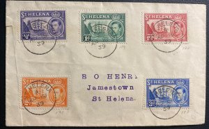 1939 St Helena Airmail cover To Jamestown Sc#118-123 King George VI Stamps