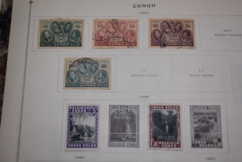 BELGIAN CONGO OLD COLLECTION 1886 - 1940 ON OLD SCOTT PAGES BIN795