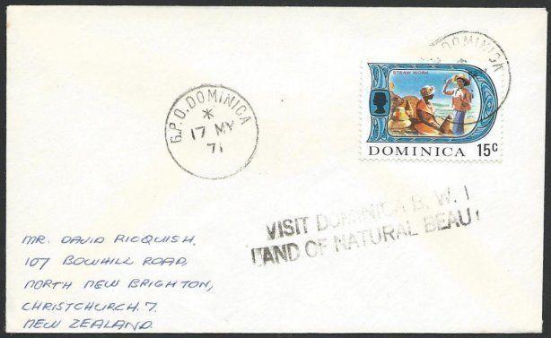 DOMINICA 1971 cover to UK - scarce VISIT DOMINICA slogan...................50279