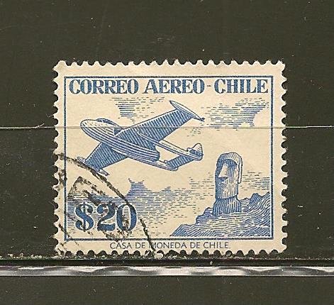 Chile C185 Airmail Jet Plane Over Easter Island Used