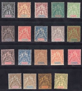 MOMEN: FRENCH COLONIES NEW CALEDONIA SC #40-58 1892-1904 MINT OG H LOT #66069