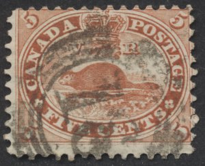 Canada #15 5c Beaver Perf 11.75 4-Ring Numeral 18 Cancel Kingston Ont