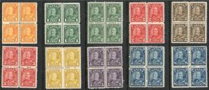 CANADA SCOTT# 162-77 SG# 288-303 BLOCKS OF 4 2 NH AND 2 LH AS SHOWN YAC