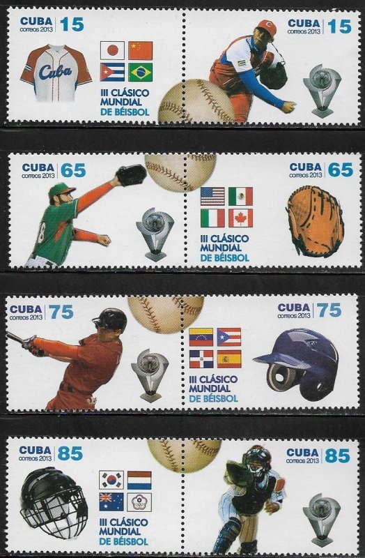 Cuba 2013 Third World Baseball Classic   SC# 5368-5371 Mint