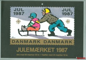 Denmark. Christmas Seal. 1987.1 Post Office,Display,Advertising Sign. Sled Child