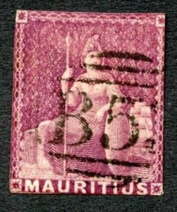 Mauritius SG29a 1d (reissued) Dull Magenta B53 Pmk Cat 180 Pounds