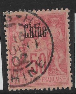 FRENCH P.O.'s IN CHINA SG13 1900 50c CARMINE USED