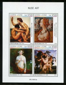 SIERRA  LEONE 2019 NUDE ART RUBENS DE MORGEN DELAROCHE & DI COSIMO SHEET MINT NH