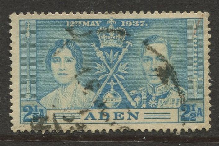 ADEN - Scott 14 - Coronation Issue - 1937- Used - Single 2.1/2a Stamp