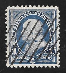 264 1 cent Fancy Cancel Franklin, Deep Blue Stamp used EGRADED SUPERB 98 XXF