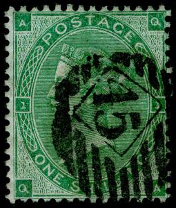 SG 90d, 1s green, good used, THICK PAPER. Cat £275. QA