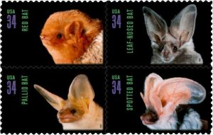 2002 37c American Bats, Block of 4 Scott 3661-64 Mint F/VF NH