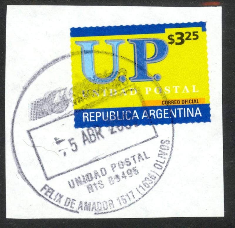 ARGENTINA 2001 3.25p UNIDAD POSTAL Issue Sc 2143K VFU on Piece