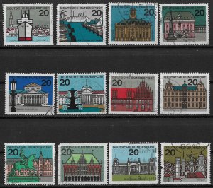 1964-5 Germany 869-79A complete State Capitals set of 12 used.