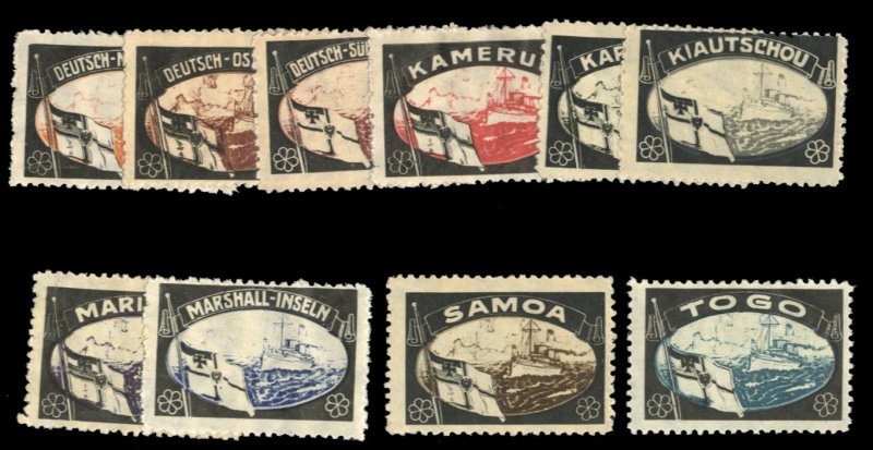 German Colonies, Lost Colonies labels, complete set, hinged
