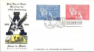 Philippines FDC 1959 - 100th Anniv Ateneo De Manil - 6c/30c Stamp - F43554