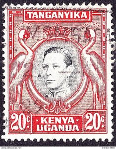 KENYA UGANDA & TANGANYIKA 1941 KGVI 20c Black & Orange SG139a FU